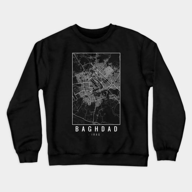 Baghdad Iraq Minimalist Map Crewneck Sweatshirt by Mapagram